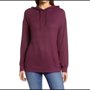 For the Republic Striped Hoodie Sweater Wine/Black